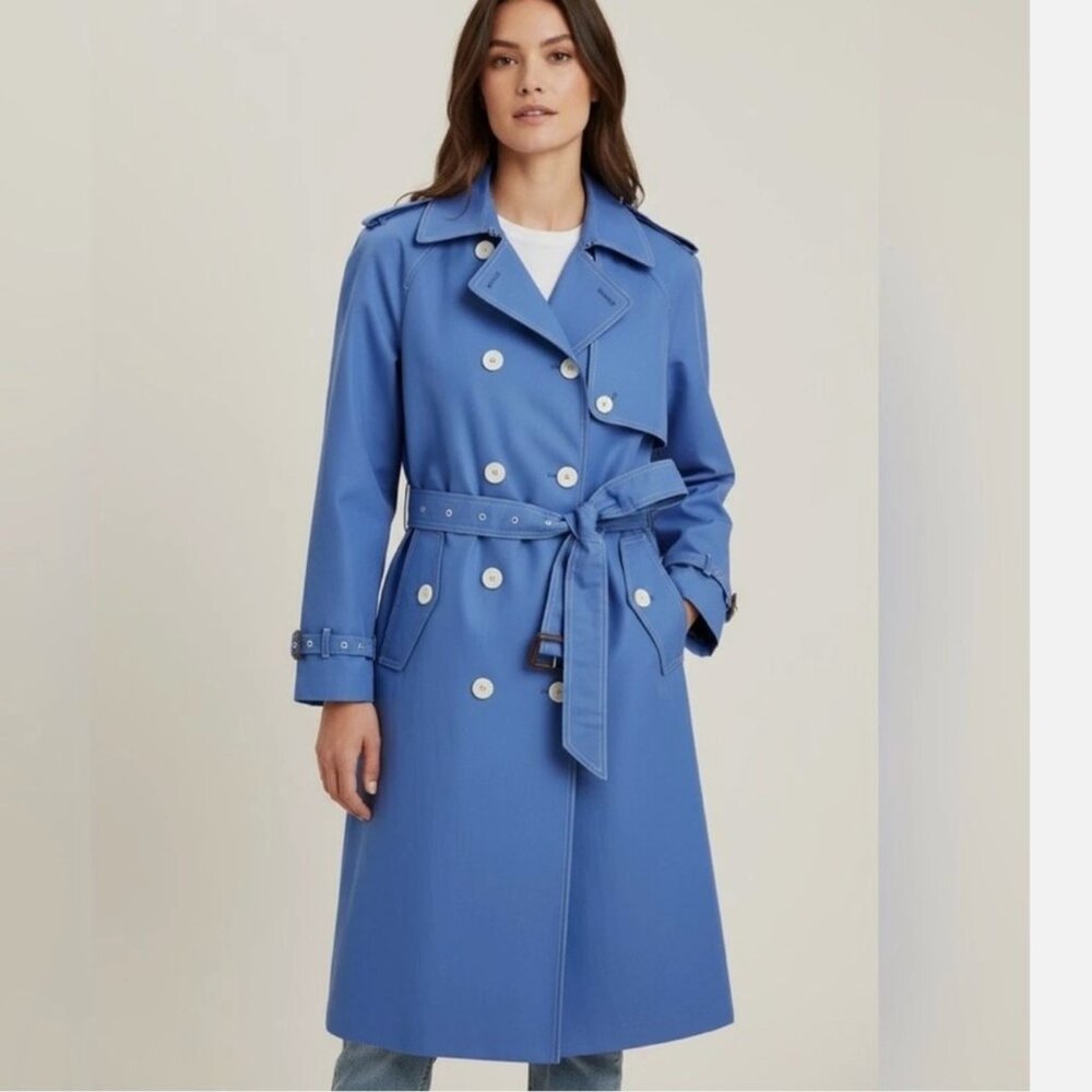 J. Crew Trench‎ Coat Long Waterproof Lightweight Size 4
